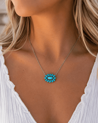 Ramblin’ Rose Necklace in Teal – Jewelry from Bronco Western Supply Co.