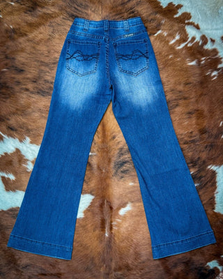 Retro Wide Leg Trouser Jeans in Dark Wash by Cowgirl Tuff – Apparel from Bronco Western Supply Co.