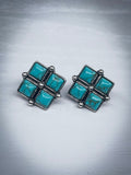 Rio Turquoise Diamonds Stud Earrings - Jewelry - Bronco Western Supply Jewelry - Bronco Western Supply Co.