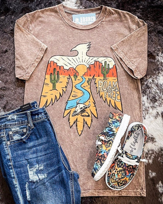 Roam Free Graphic Tee - Mocha - Apparel - Bronco Western Supply Co. - Bronco Western Supply Co.