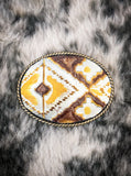 Rope Edge Yellow Navajo Leather Belt Buckle - Apparel - Bronco Western Supply Co. - Bronco Western Supply Co.