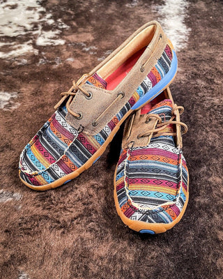 Rory Twisted X Boat Shoe Driving Moc - Serape & Bomber – Women's Shoes from Bronco Western Supply Co.