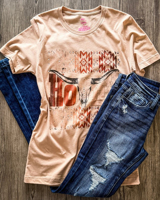 Rowdy Howdy Rhinestone Graphic Tee in Sand – Apparel from Bronco Western Supply Co.