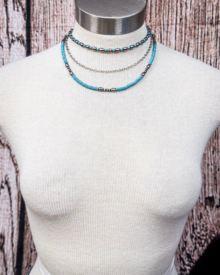 Rowdy Navajo Style Pearl Layered Fashion Necklace - Bead/Turquoise – Jewelry from Bronco Western Supply Co.