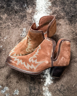 Rowdy Suede Bootie in Brown by Roper – Women's Shoes from Bronco Western Supply Co.