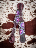 Royal King Purple and Blue Sunflower Spur Straps - Spurs - Tough 1 - Bronco Western Supply Co.