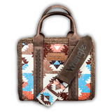 Wrangler Sherpa Southwestern Print Small Canvas Tote/Crossbody - Coffee