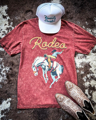 Saddle Bronc Rodeo Graphic Tee - Wine – Apparel from Bronco Western Supply Co.
