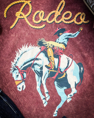 Saddle Bronc Rodeo Graphic Tee - Wine – Apparel from Bronco Western Supply Co.