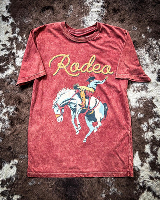 Saddle Bronc Rodeo Graphic Tee - Wine – Apparel from Bronco Western Supply Co.