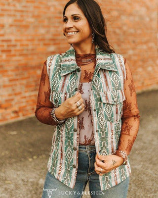 Sage Canyon Aztec Quilted Puffer Vest – Apparel from Bronco Western Supply Co.