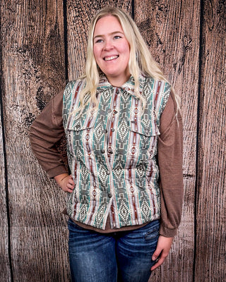 Sage Canyon Aztec Quilted Puffer Vest – Apparel from Bronco Western Supply Co.