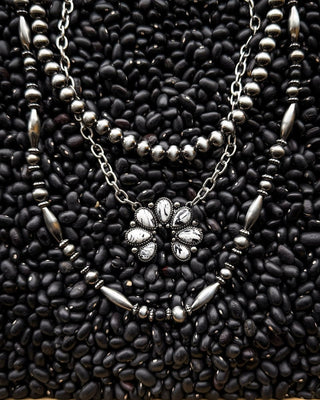 Sagebrook Layered Squash Blossom Necklace in White – Jewelry from Bronco Western Supply Co.