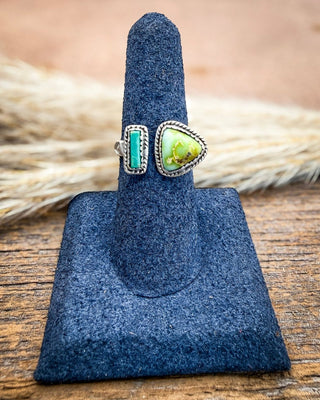 Saguaro Split Sonoran Mountain Palomino Turquoise Adjustable Ring – Rings from Bronco Western Supply Co.