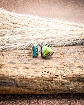Saguaro Split Sonoran Mountain Palomino Turquoise Adjustable Ring – Rings from Bronco Western Supply Co.