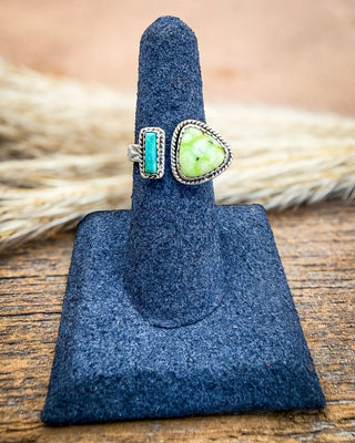 Saguaro Split Sonoran Mountain Palomino Turquoise Adjustable Ring – Rings from Bronco Western Supply Co.