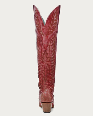 Red cowboy boot on a white background