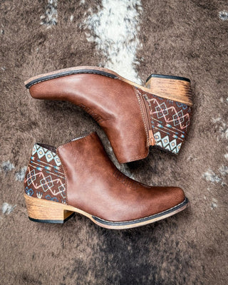 Sedona Aztec Bootie in Brown by Roper – Women's Shoes from Bronco Western Supply Co.