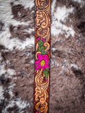 "Senorita" Brown/Fuchsia/Green Filigree Hooey Belt - Apparel - Hooey - Bronco Western Supply Co.