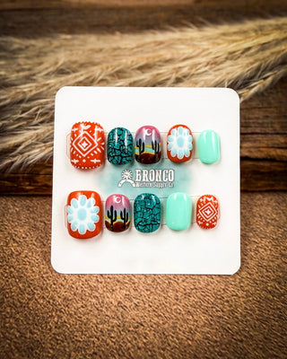 Short Squoval Western Press-On Nails – Press-on Nails from Bronco Western Supply Co.