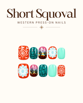Short Squoval Western Press-On Nails – Press-on Nails from Bronco Western Supply Co.