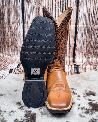 Sienna Twisted X Women's 11" Ruff Stock Boot - Tan and Tooled Brown – Women's Boots from Bronco Western Supply Co.