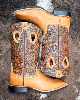 Sienna Twisted X Women's 11" Ruff Stock Boot - Tan and Tooled Brown – Women's Boots from Bronco Western Supply Co.