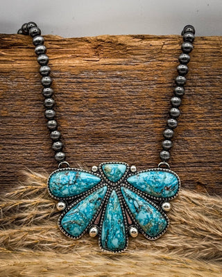Sierra Fan Fashion Necklace Set in Aqua – Jewelry from Bronco Western Supply Co.