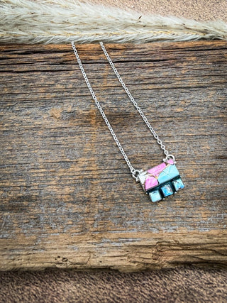 Silver Lark Cotton Candy and Golden Hills Turquoise Necklace – Necklace from Bronco Western Supply Co.