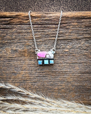 Silver Lark Cotton Candy and Golden Hills Turquoise Necklace – Necklace from Bronco Western Supply Co.