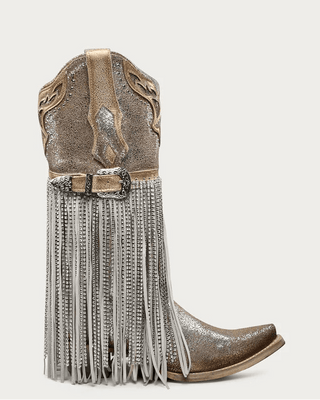 Silver Revelry Crystal Fringe Snip Toe Boots in Silver and Gold by Corral Boots – Women's Boots from Bronco Western Supply Co.
