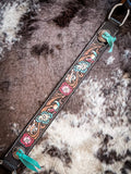 Silver Royal Blue and Pink Floral Breast Collar - Breast Collars - Tough 1 - Bronco Western Supply Co.