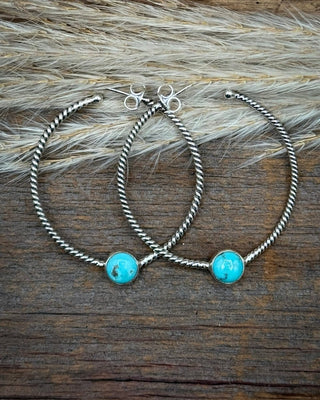 Single Stone Roped Turquoise Hoop Earrings – Jewelry from Bronco Western Supply Co.