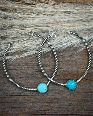 Single Stone Roped Turquoise Hoop Earrings – Jewelry from Bronco Western Supply Co.