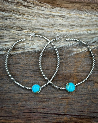 Single Stone Roped Turquoise Hoop Earrings – Jewelry from Bronco Western Supply Co.