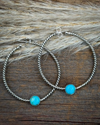 Single Stone Roped Turquoise Hoop Earrings – Jewelry from Bronco Western Supply Co.