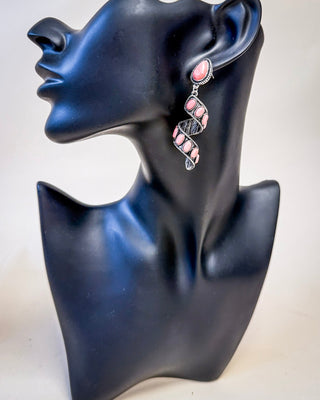 Sister Post Dangle Fashion Earrings - Pink – Jewelry from Bronco Western Supply Co.