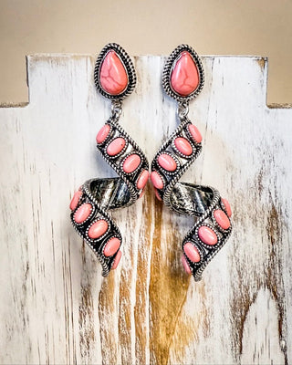 Sister Post Dangle Fashion Earrings - Pink – Jewelry from Bronco Western Supply Co.