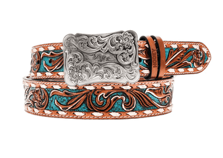 Sonoma - Brown and Turquoise Buckstitch Hooey belt – Apparel from Bronco Western Supply Co.