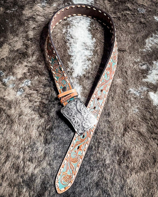 Sonoma - Brown and Turquoise Buckstitch Hooey belt – Apparel from Bronco Western Supply Co.