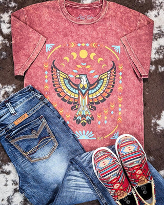 Southwestern Eagle Graphic Tee - Wine – Apparel from Bronco Western Supply Co.