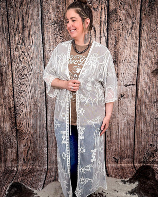 Stampede Embroidered Mesh Lace Duster - Apparel - Lucky & Blessed - Bronco Western Supply Co.