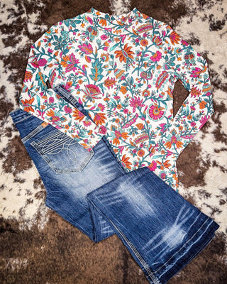 Sterling Kreek - Buy Myself Flowers Mesh Top – Apparel from Bronco Western Supply Co.