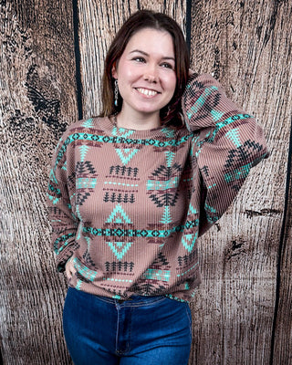 Sterling Kreek - Colorado Sunset Ribbed Sweater Top – Shirts & Tops from Bronco Western Supply Co.