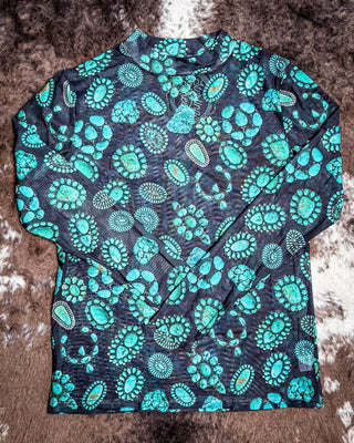 Sterling Kreek - Forever in Turquoise Mesh Top – Apparel from Bronco Western Supply Co.