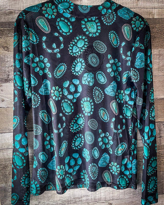 Sterling Kreek - Forever in Turquoise Mesh Top – Apparel from Bronco Western Supply Co.