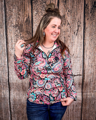 Sterling Kreek - Midnight Bloom Fitted Pullover – Shirts & Tops from Bronco Western Supply Co.