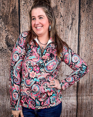 Sterling Kreek - Midnight Bloom Fitted Pullover – Shirts & Tops from Bronco Western Supply Co.