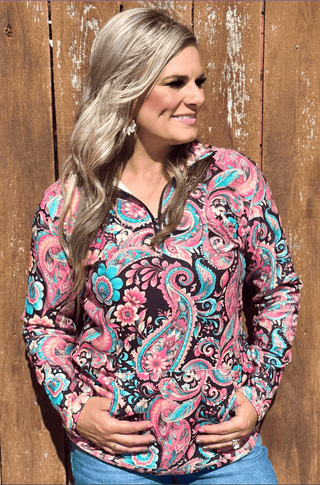 Sterling Kreek - Midnight Bloom Fitted Pullover – Shirts & Tops from Bronco Western Supply Co.