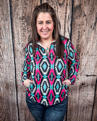 The colors. The pattern. The buttery soft feel... 😍
The Montezuma Pullover is one of those pieces you throw on once and suddenly it’s your go-to.

It’s soft, stretchy, and just the right weight to not make you sweaty and irritable 🤣

And yes, it has pockets. 🙌